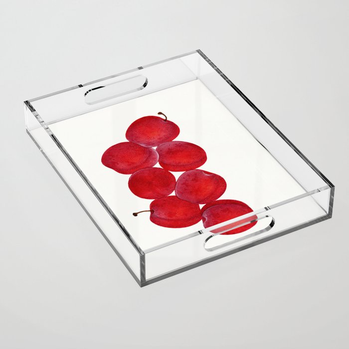 Vintage Plums Illustration Classic Botanical Art Antique Fruit Drawing Retro Botanical Print Decorat Acrylic Tray Gallery Image 1