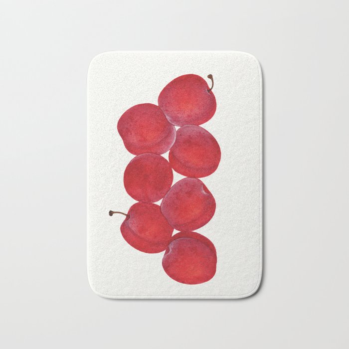 Vintage Plums Illustration Classic Botanical Art Antique Fruit Drawing Retro Botanical Print Decorat Bath Mat