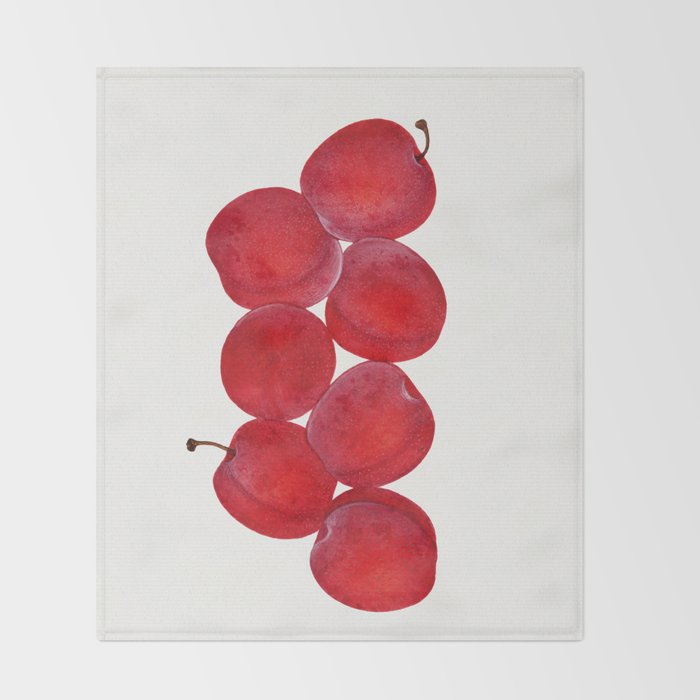 Vintage Plums Illustration Classic Botanical Art Antique Fruit Drawing Retro Botanical Print Decorat Throw Blanket Gallery Image 2