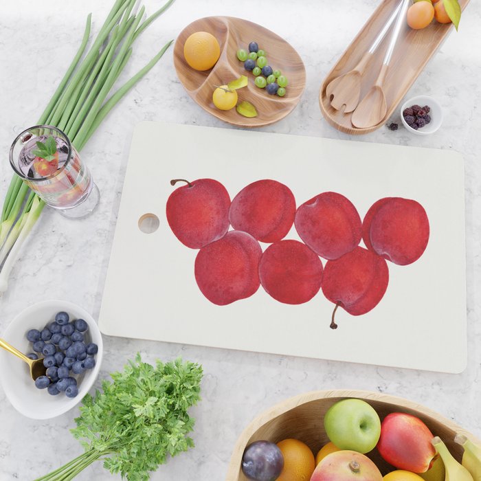 Vintage Plums Illustration Classic Botanical Art Antique Fruit Drawing Retro Botanical Print Decorat Cutting Board Gallery Image 2