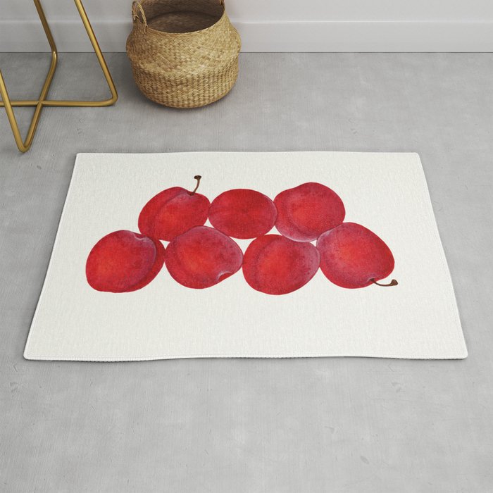 Vintage Plums Illustration Classic Botanical Art Antique Fruit Drawing Retro Botanical Print Decorat Rug Gallery Image 1