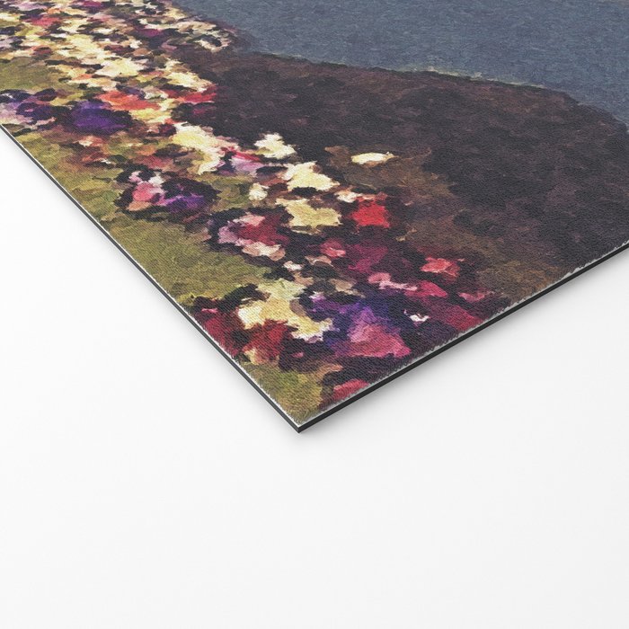 The Flower Empire of Waan - Tree and Flowers on Field - Nature Ukiyo Landscape in Blue, Red, Green & Orange Welcome Mat Gallery Image 2