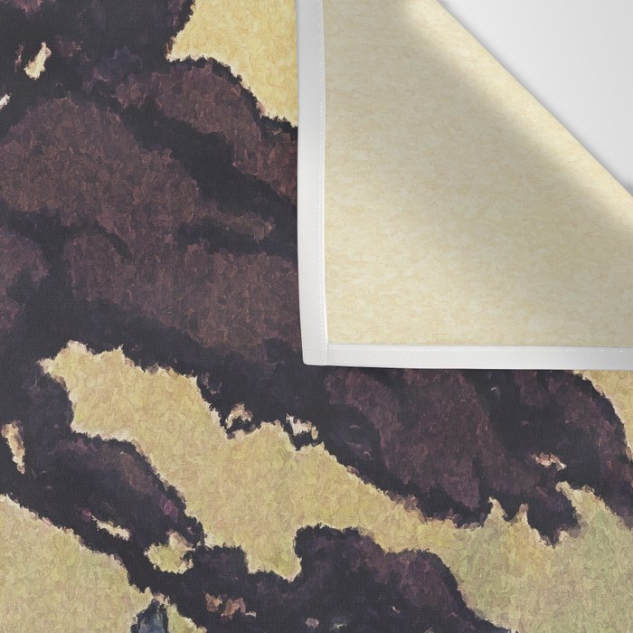 The Flower Empire of Waan - Tree and Flowers on Field - Nature Ukiyo Landscape in Blue, Red, Green & Orange Wall Tapestry Gallery Image 3