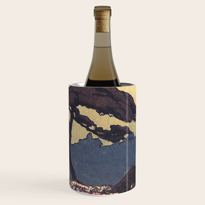 The Flower Empire of Waan - Tree and Flowers on Field - Nature Ukiyo Landscape in Blue, Red, Green & Orange Wine Chiller Gallery Image 3