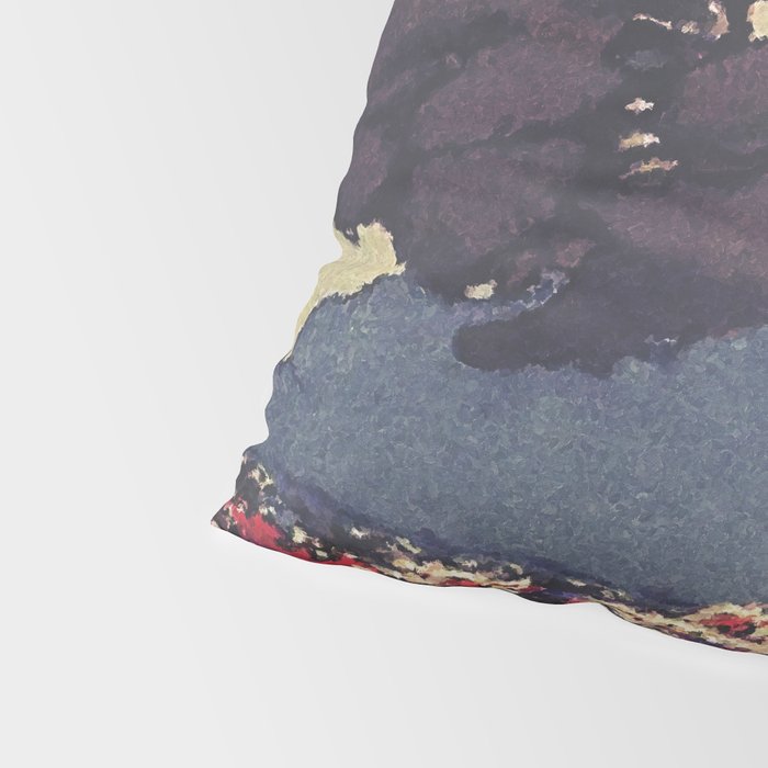 The Flower Empire of Waan - Tree and Flowers on Field - Nature Ukiyo Landscape in Blue, Red, Green & Orange Pillow Sham Gallery Image 4