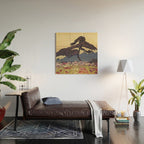 The Flower Empire of Waan - Tree and Flowers on Field - Nature Ukiyo Landscape in Blue, Red, Green & Orange Wood Wall Art Gallery Image 2