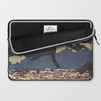 The Flower Empire of Waan - Tree and Flowers on Field - Nature Ukiyo Landscape in Blue, Red, Green & Orange Laptop Sleeve Gallery Image 2
