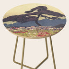 The Flower Empire of Waan - Tree and Flowers on Field - Nature Ukiyo Landscape in Blue, Red, Green & Orange Side Table Gallery Image 2