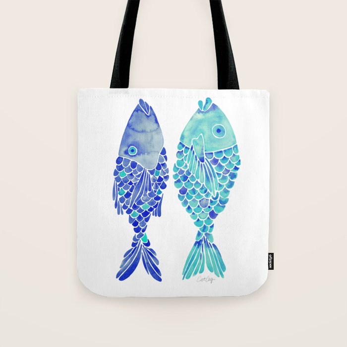 Indonesian Fish Duo - Navy & Turquoise Palette Tote Bag Gallery Image 1