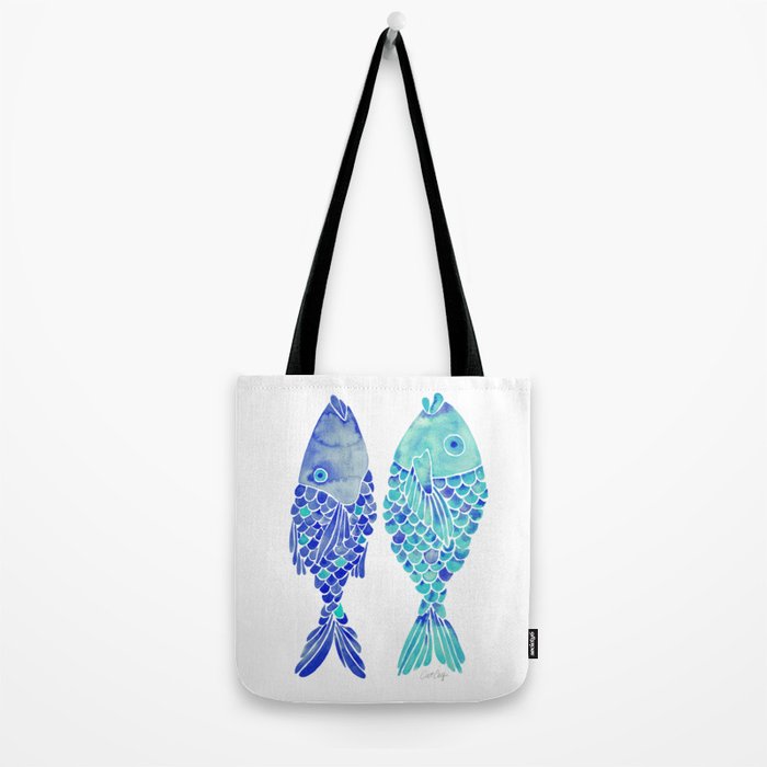 Indonesian Fish Duo - Navy & Turquoise Palette Tote Bag Gallery Image 2
