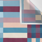 Woven Checks and Stripes Blue Burgundy Wall Tapestry Gallery Image 3