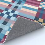 Woven Checks and Stripes Blue Burgundy Rug Gallery Image 4