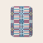 Woven Checks and Stripes Blue Burgundy Bath Mat Gallery Image 1