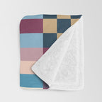Woven Checks and Stripes Blue Burgundy Throw Blanket Gallery Image 3