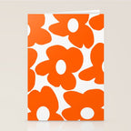 Orange Retro Flowers White Background #decor #society6 #buyart Stationery Card Gallery Image 2