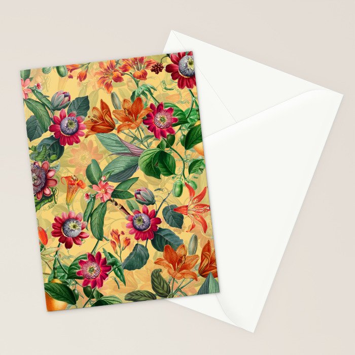 Exotic Sunny Vintage Passionflower Garden Stationery Card Gallery Image 2