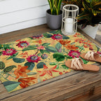 Exotic Sunny Vintage Passionflower Garden Outdoor Rug Gallery Image 2