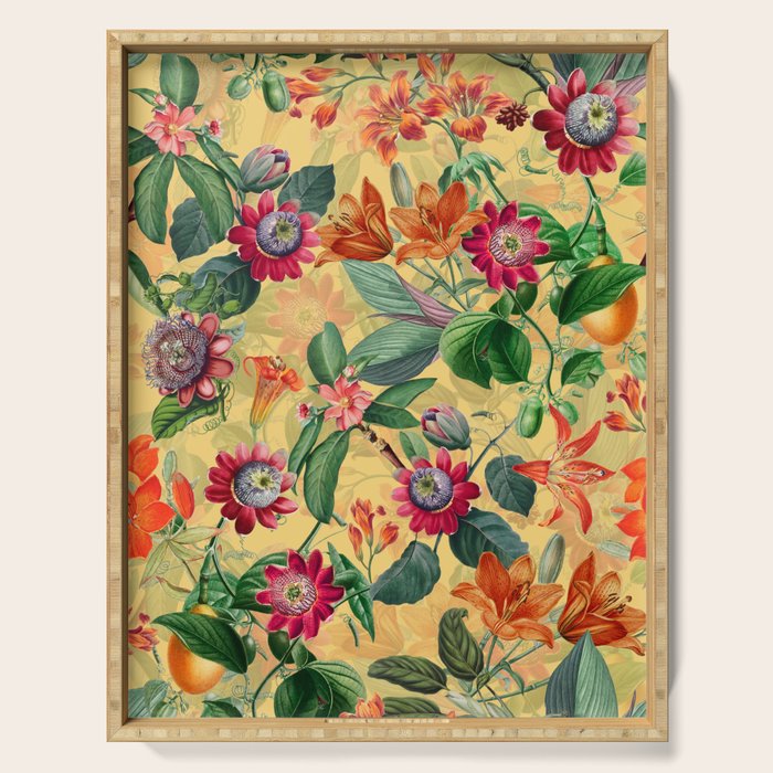 Exotic Sunny Vintage Passionflower Garden Serving Tray Gallery Image 1