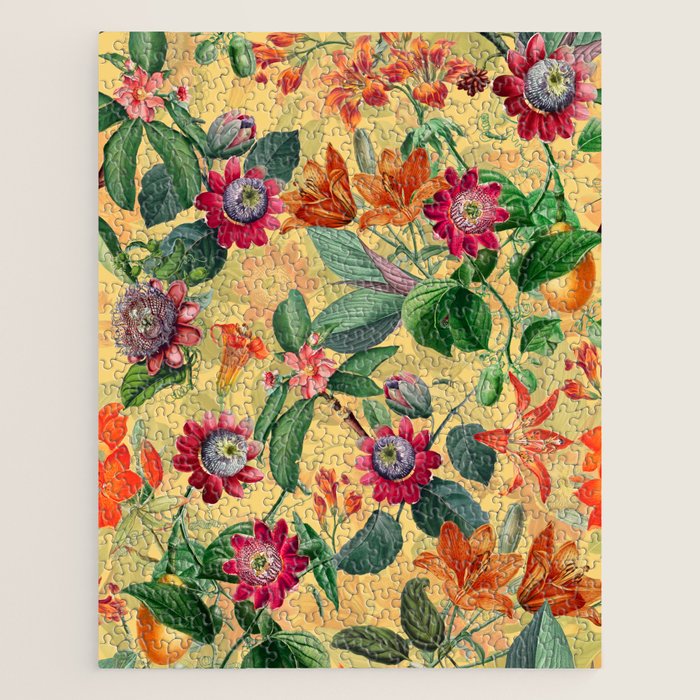 Exotic Sunny Vintage Passionflower Garden Jigsaw Puzzle Gallery Image 1