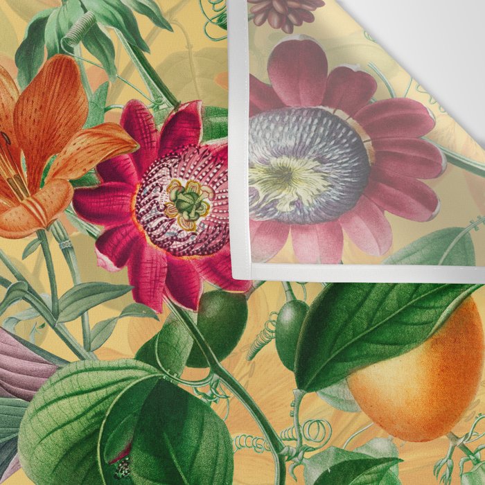 Exotic Sunny Vintage Passionflower Garden Wall Tapestry Gallery Image 3