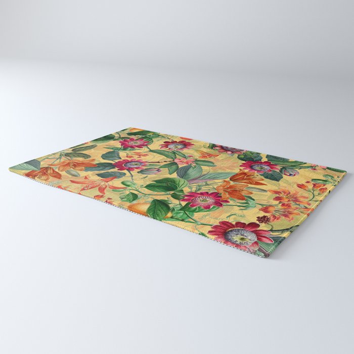 Exotic Sunny Vintage Passionflower Garden Rug Gallery Image 3