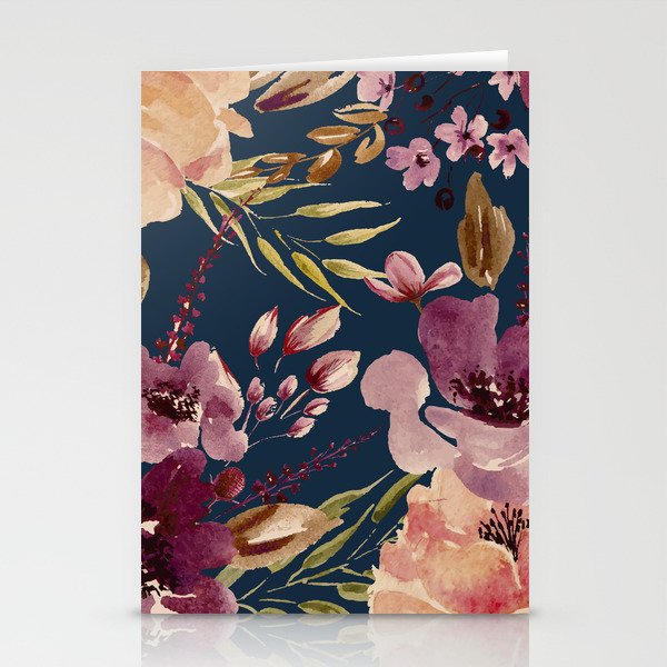 Watercolor Giant flowers fall colors Stationery Card Gallery Image 1