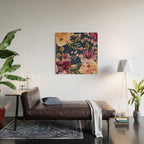 Watercolor Giant flowers fall colors Wood Wall Art Gallery Image 2
