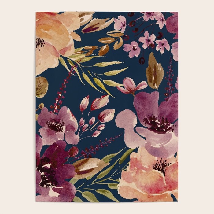 Watercolor Giant flowers fall colors Poster Gallery Image 4