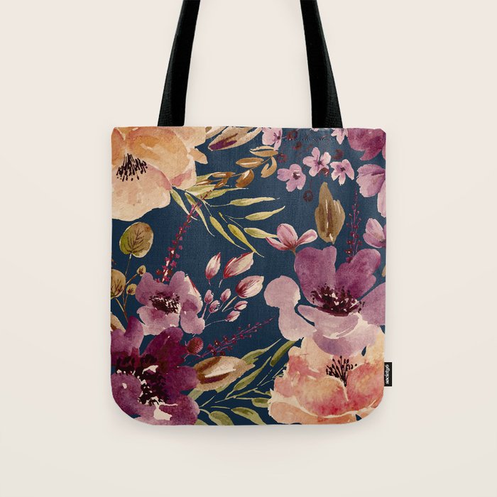 Watercolor Giant flowers fall colors Tote Bag Gallery Image 1