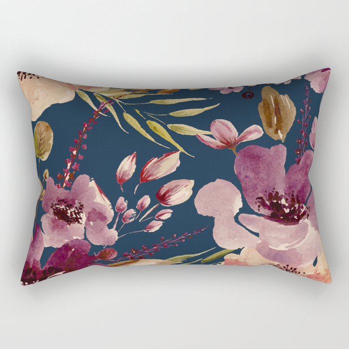 Watercolor Giant flowers fall colors Rectangular Pillow Gallery Image 1