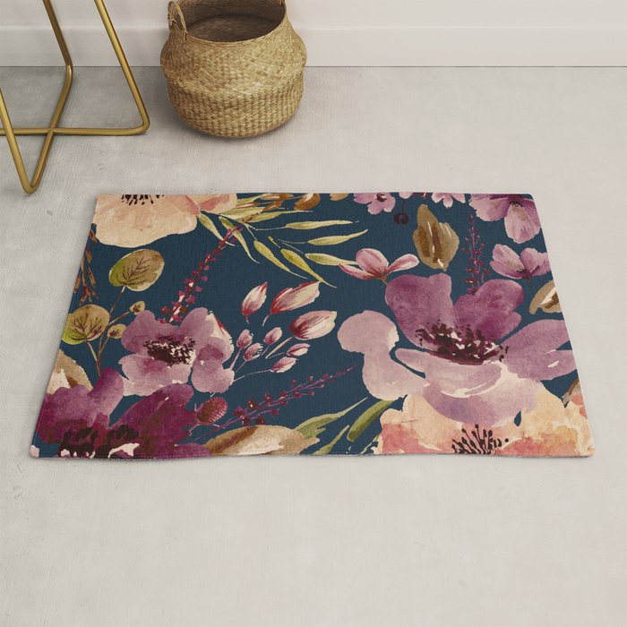 Watercolor Giant flowers fall colors Rug Gallery Image 1