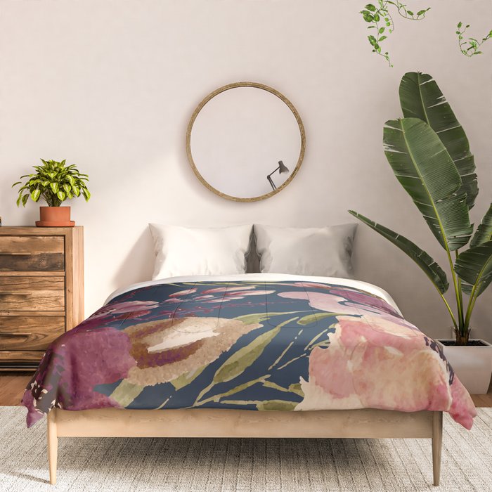 Watercolor Giant flowers fall colors Comforter Gallery Image 3