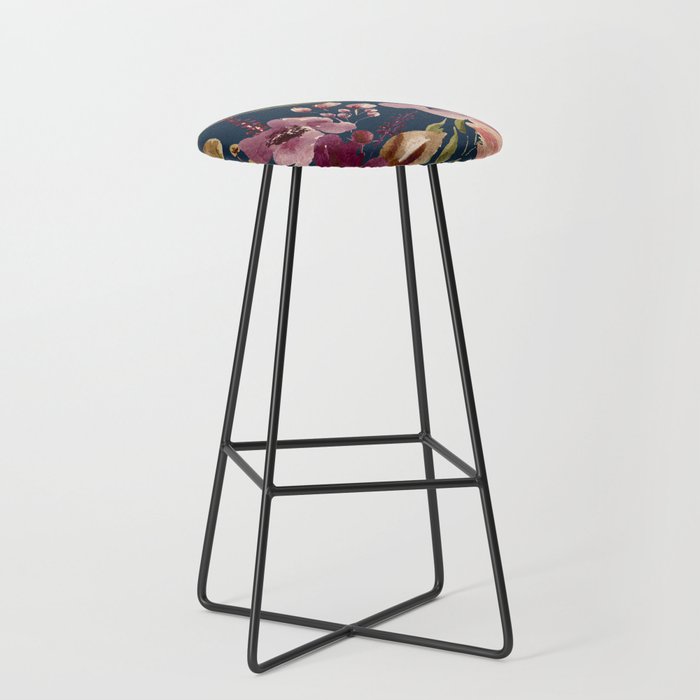 Watercolor Giant flowers fall colors Stool Gallery Image 1