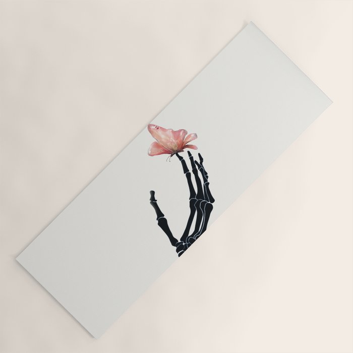 Butterfly on Skeleton Hand Yoga Mat Gallery Image 1