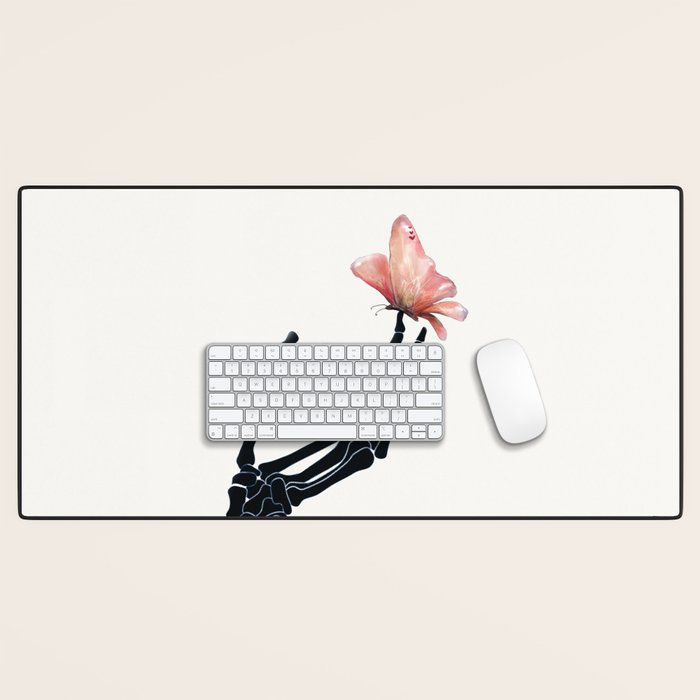 Butterfly on Skeleton Hand Desk Mat Gallery Image 1