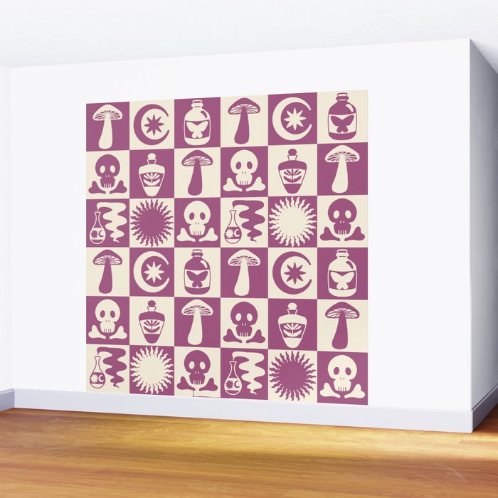 Potions and Spooky Things Checkerboard Pattern Wall Mural Gallery Image 2