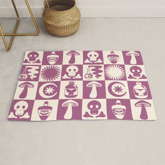 Potions and Spooky Things Checkerboard Pattern Rug Gallery Image 1