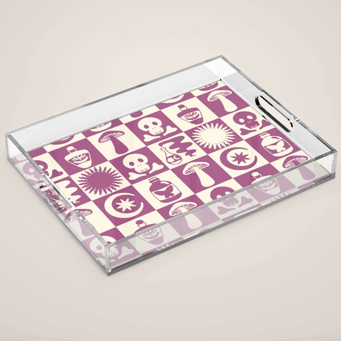 Potions and Spooky Things Checkerboard Pattern Acrylic Tray Gallery Image 1