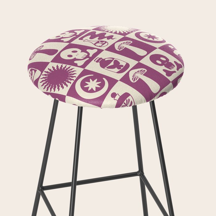 Potions and Spooky Things Checkerboard Pattern Stool Gallery Image 2