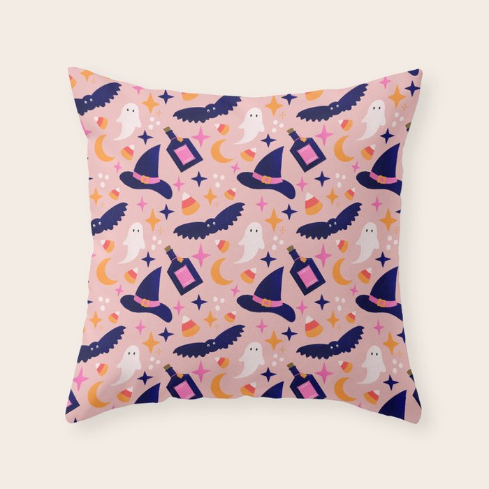 Pink Halloween essentials  Throw Pillow Gallery Image 1