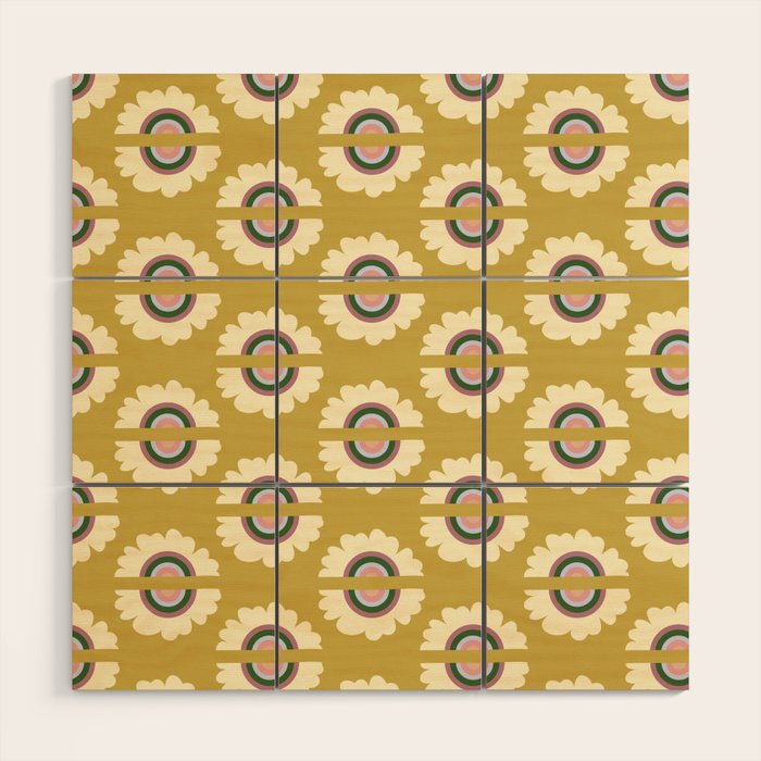 Retro Rainbow Flower - Gold Wood Wall Art Gallery Image 1