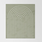 Minimal Arch LIII Earthy Sage Green Modern Geometric Lines Throw Blanket Gallery Image 2