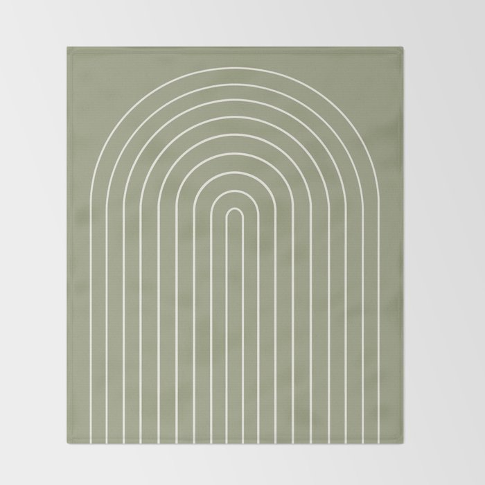 Minimal Arch LIII Earthy Sage Green Modern Geometric Lines Throw Blanket Gallery Image 2