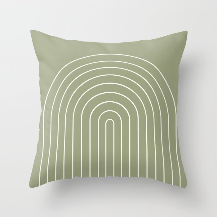 Minimal Arch LIII Earthy Sage Green Modern Geometric Lines Throw Pillow Gallery Image 6