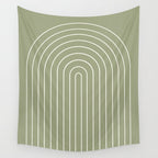 Minimal Arch LIII Earthy Sage Green Modern Geometric Lines Wall Tapestry Gallery Image 4