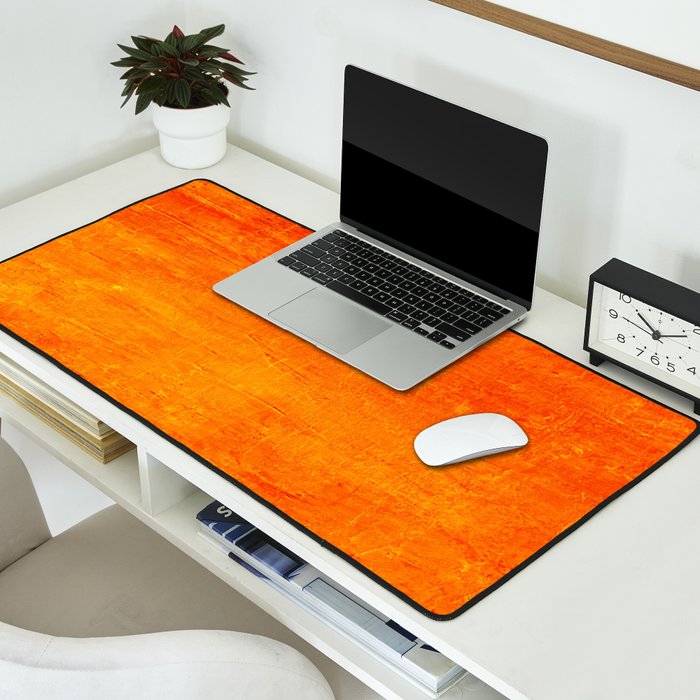 Orange Sunset Textured Acrylic Painting Desk Mat Gallery Image 2