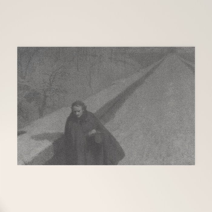 Edgar Allan Poe Walking the Bronx's High Bridge black and white lithograph  Welcome Mat Gallery Image 1