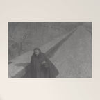 Edgar Allan Poe Walking the Bronx's High Bridge black and white lithograph  Welcome Mat Gallery Image 1