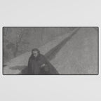 Edgar Allan Poe Walking the Bronx's High Bridge black and white lithograph  Desk Mat Gallery Image 3