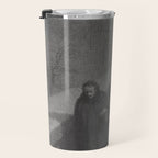Edgar Allan Poe Walking the Bronx's High Bridge black and white lithograph  Travel Mug Gallery Image 3